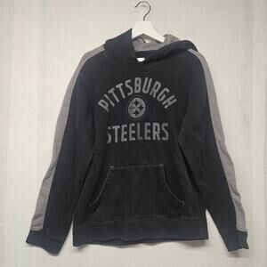 NFL Team Apparel Pittsburgh Steelers Black and Grey Men's Hoodie Sweatshirt